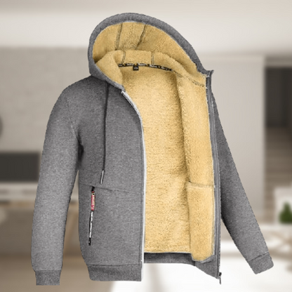 Heren Hoodie met Warme Fleecevoering en Ritssluiting voor Winter Grijs