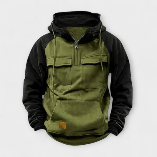 Heren Outdoor Anorak Hoodie met Utility-Zakken Groen