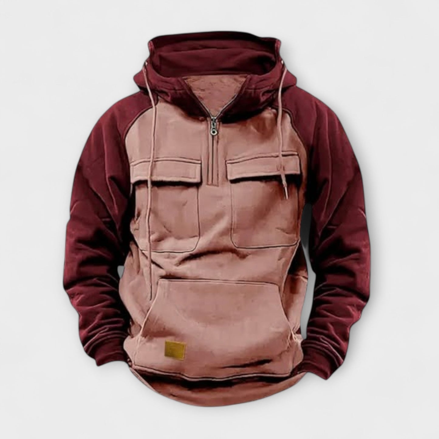 Heren Outdoor Anorak Hoodie met Utility-Zakken Roze