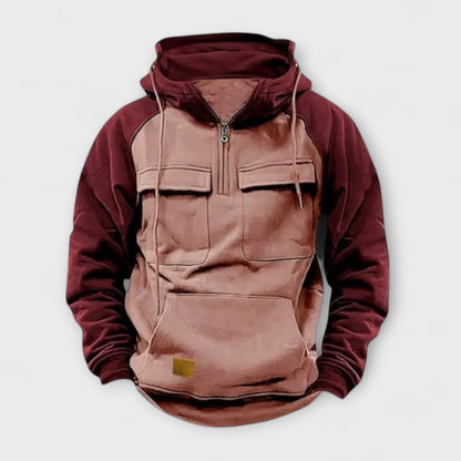 Heren Outdoor Anorak Hoodie met Utility-Zakken Roze