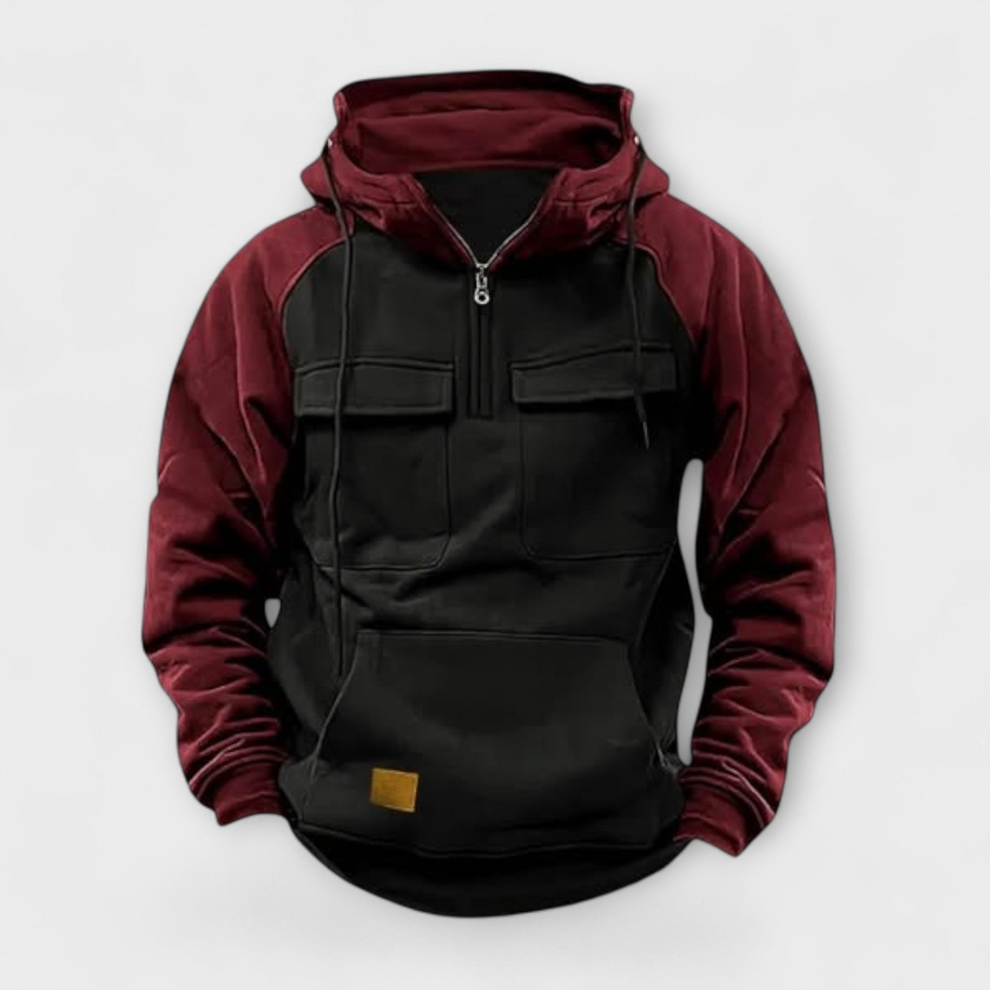 Heren Outdoor Anorak Hoodie met Utility-Zakken Zwart