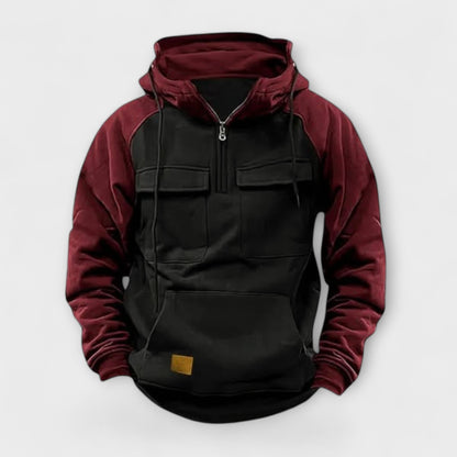 Heren Outdoor Anorak Hoodie met Utility-Zakken Zwart