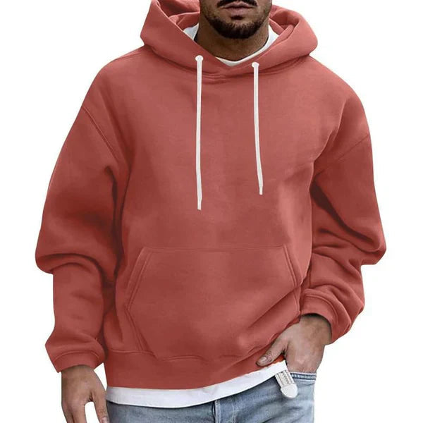 Heren Hoodie met Trekkoorden en Buikzak Oranje