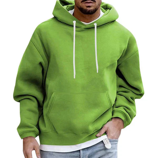 Heren Hoodie met Trekkoorden en Buikzak Lichtgroen