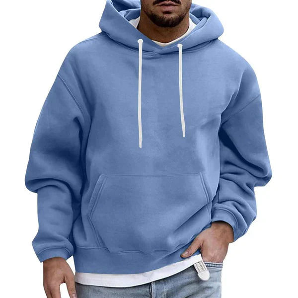 Heren Hoodie met Trekkoorden en Buikzak Blauw