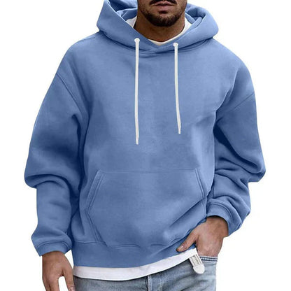 Heren Hoodie met Trekkoorden en Buikzak Blauw