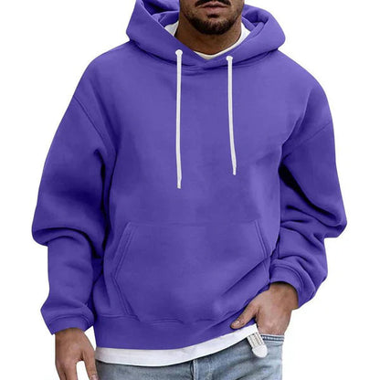 Heren Hoodie met Trekkoorden en Buikzak Paars