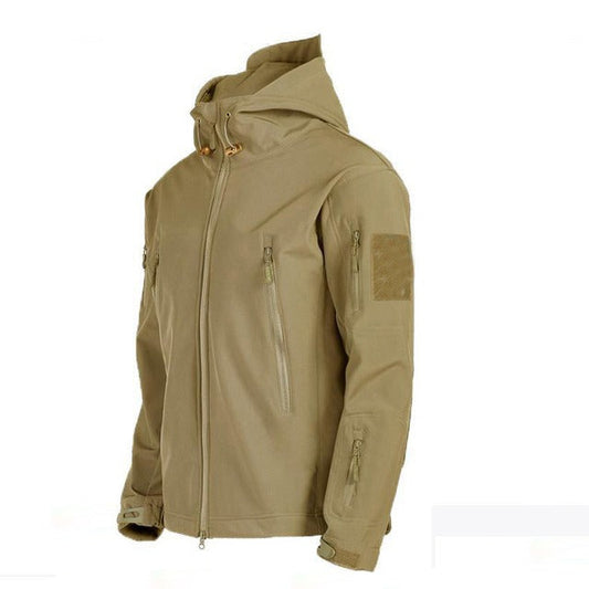 Heren Tactisch Outdoor Jack met Capuchon en Ritssluiting Khaki