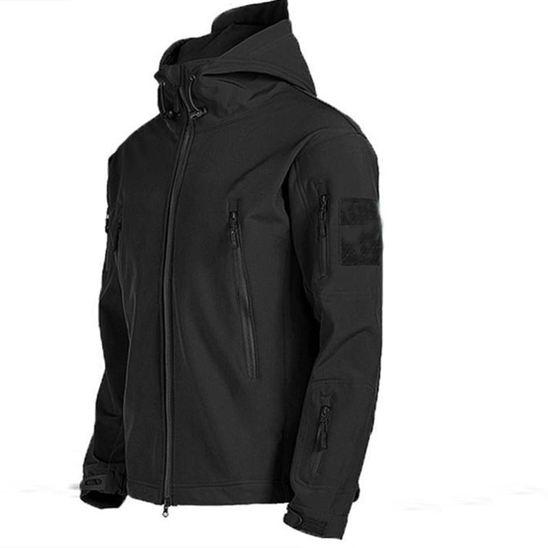 Heren Tactisch Outdoor Jack met Capuchon en Ritssluiting Zwart