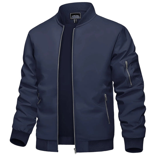 Heren Bomberjas met Ritssluiting en Slim Fit Pasvorm Blauw