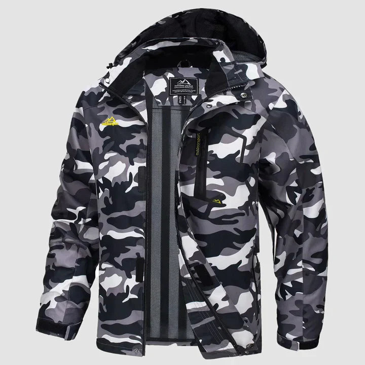 Heren Ski Jas met Capuchon Waterproof Zwart camouflage