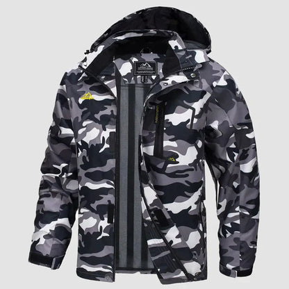 Heren Ski Jas met Capuchon Waterproof Zwart camouflage
