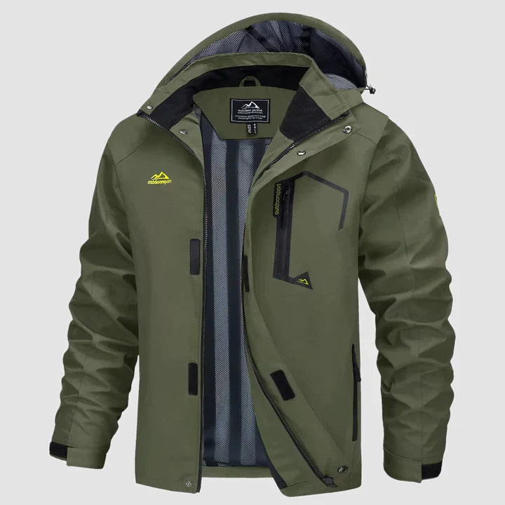 Heren Ski Jas met Capuchon Waterproof Legergroen