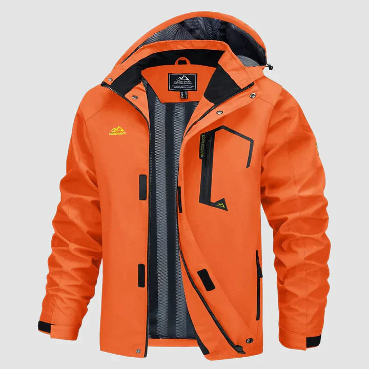 Heren Ski Jas met Capuchon Waterproof Oranje