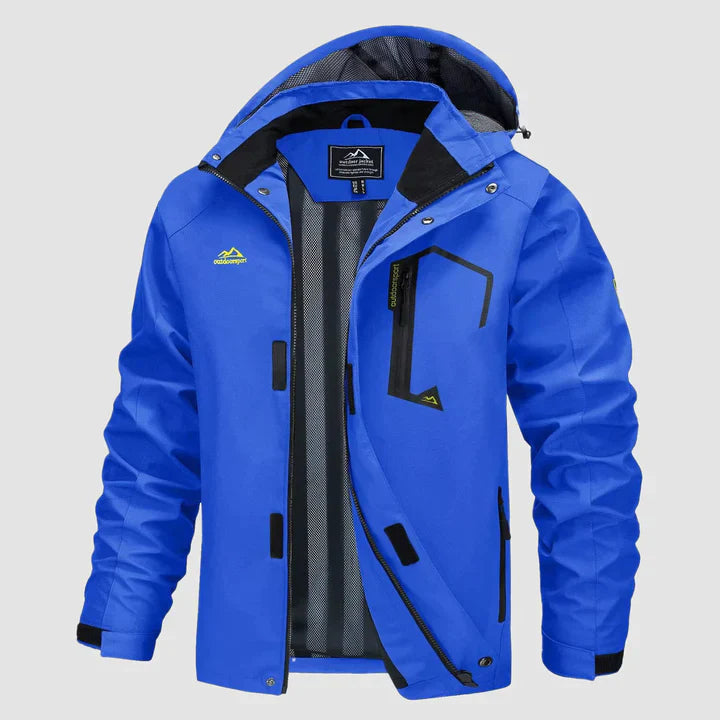 Heren Ski Jas met Capuchon Waterproof Blauw