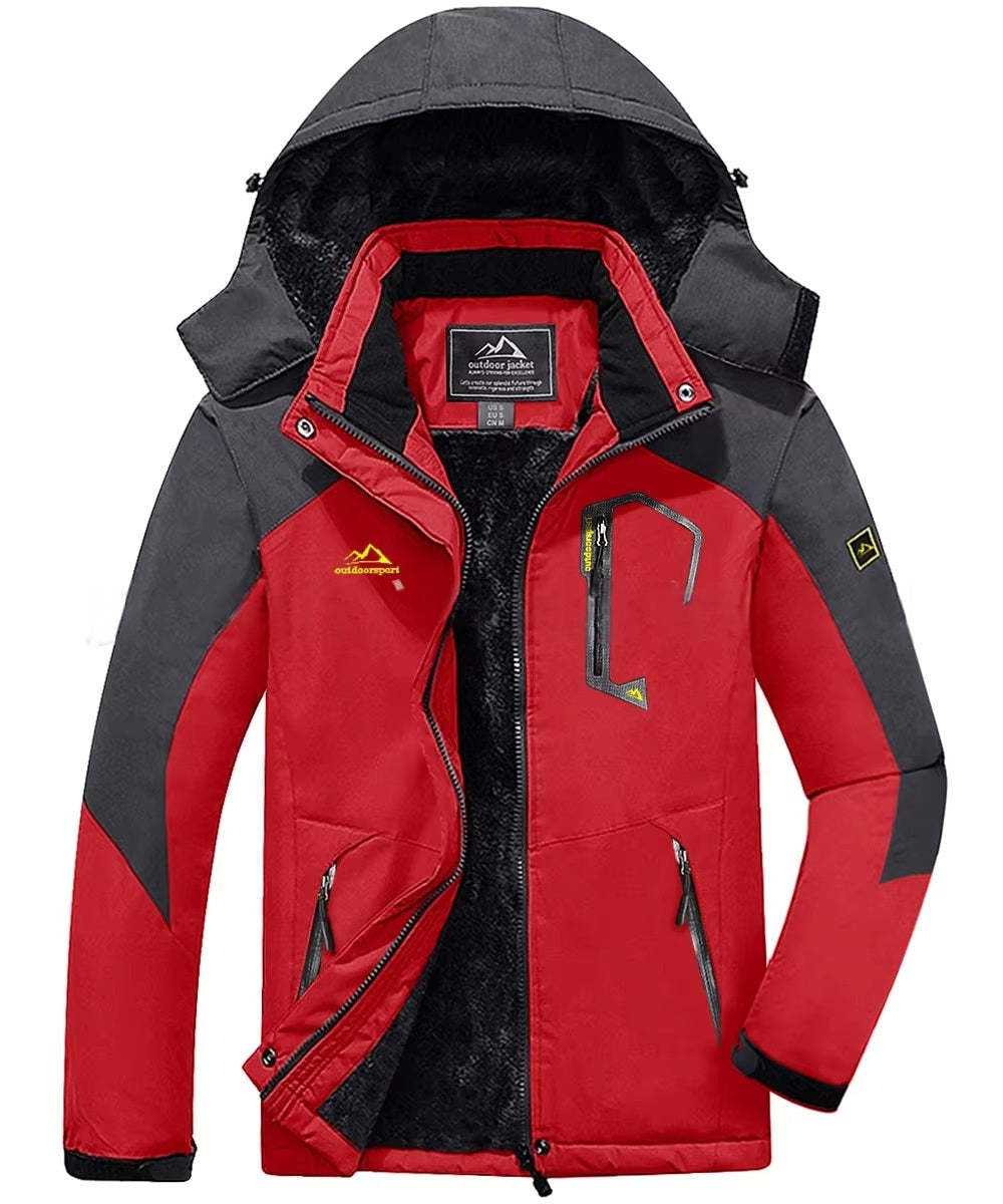 Heren Ski Jas met Capuchon Waterproof Rood