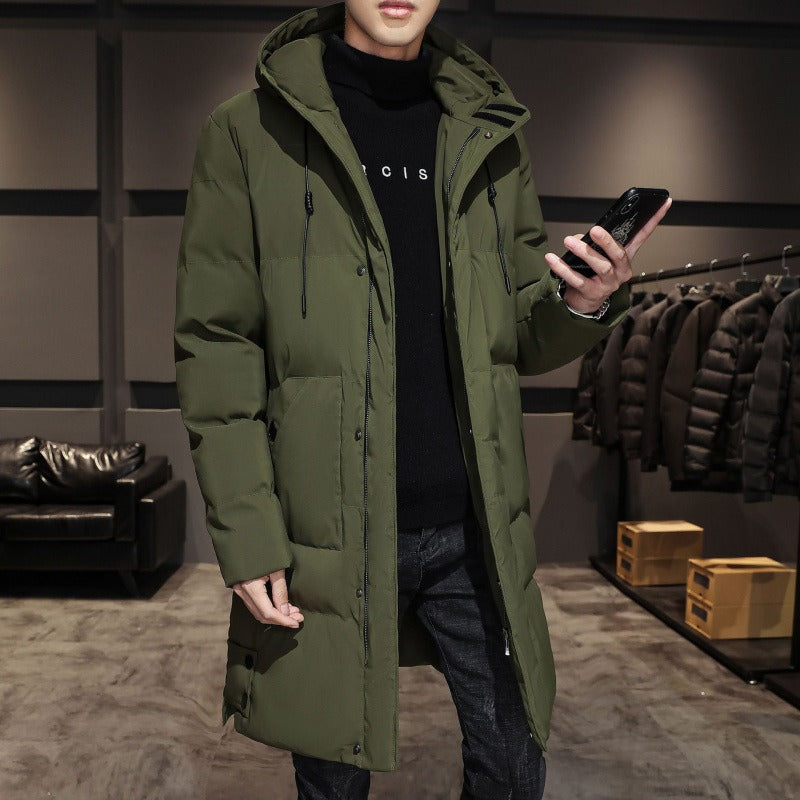 Heren Parka Winterjas met Capuchon en Puffer Donkergroen