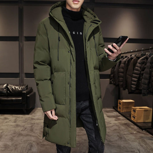 Heren Parka Winterjas met Capuchon en Puffer Donkergroen