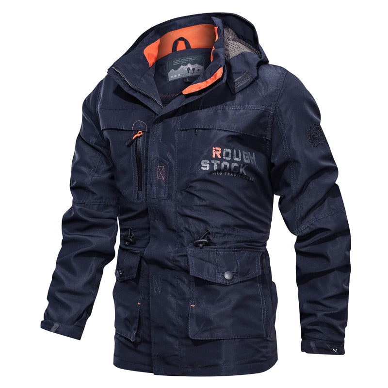 Heren Outdoor Jas met Capuchon en Multifunctionele Zakken Donkerblauw