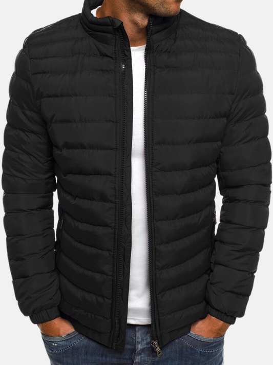 Heren Gewatteerde Jack Lichtgewicht en Slim Fit Zwart