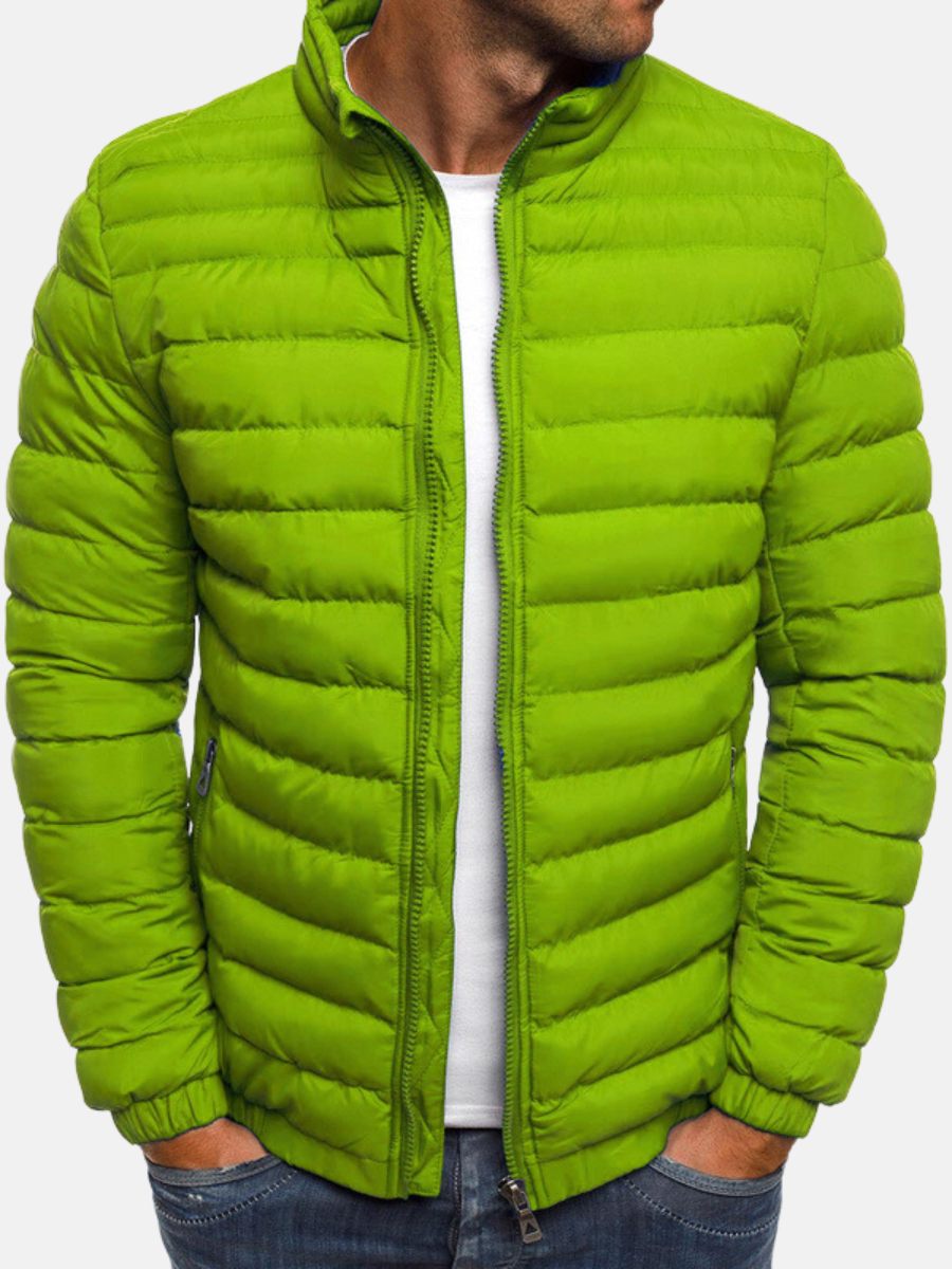 Heren Gewatteerde Jack Lichtgewicht en Slim Fit Groen