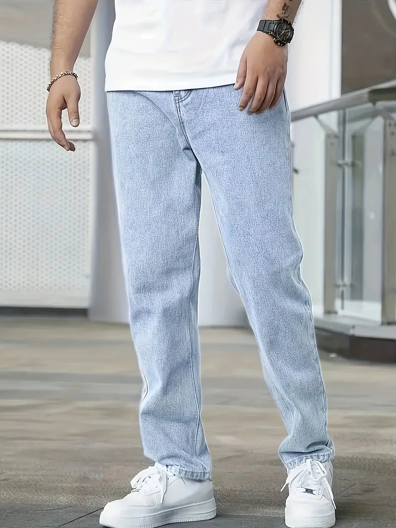 Heren Jeans met Rechte Pijpen en Lichte Wassing