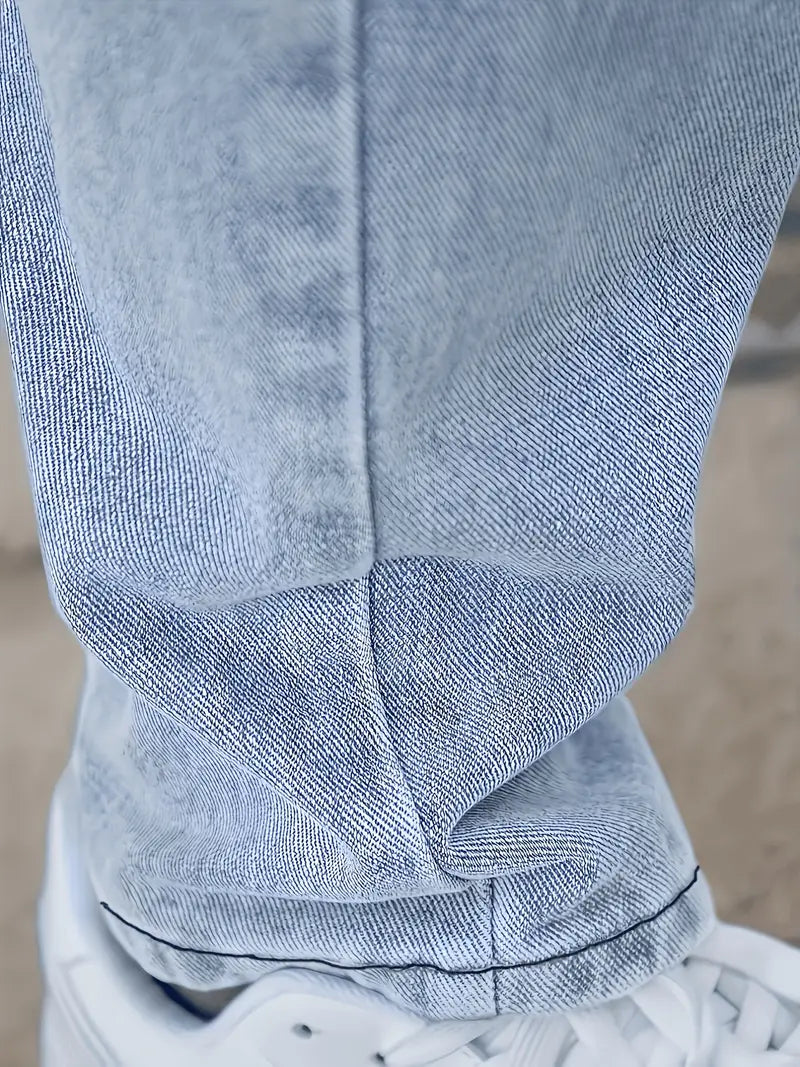 Heren Jeans met Rechte Pijpen en Lichte Wassing