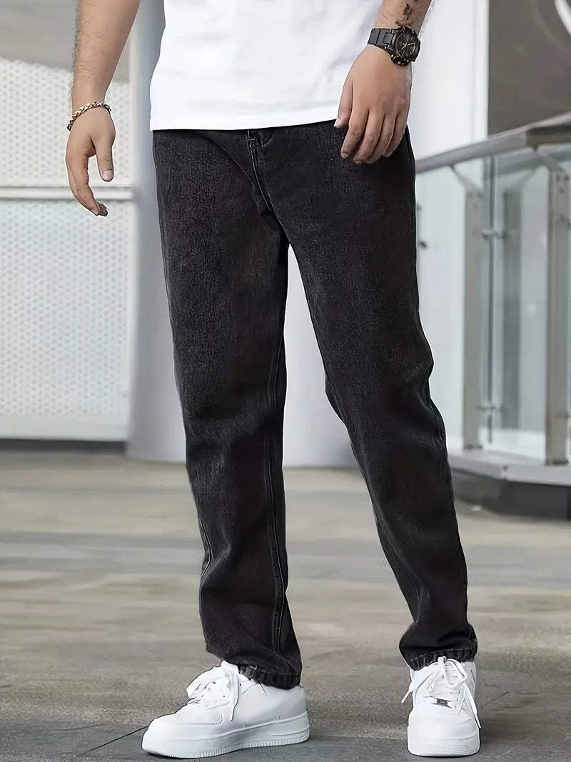 Heren Jeans met Rechte Pijpen en Lichte Wassing