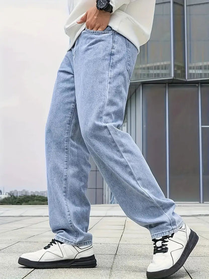 Heren Jeans met Rechte Pijpen en Lichte Wassing