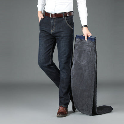 Heren Jeans met Rechte Pijpen en Gevoerde Binnenkant Zwart