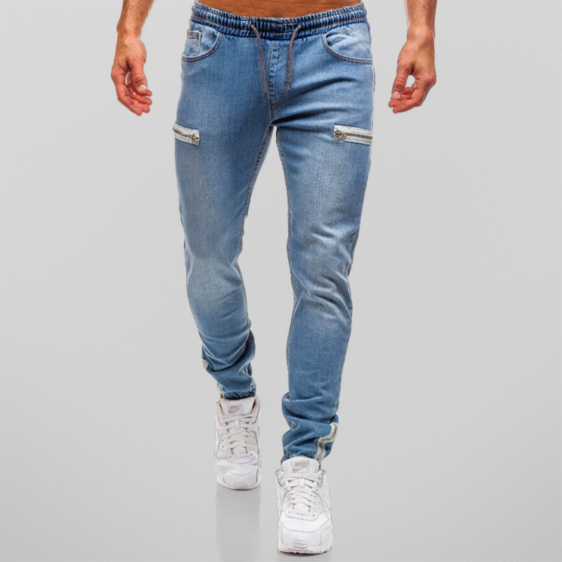 Heren Joggingbroek met Denim Look en Slim Fit Lichtblauw