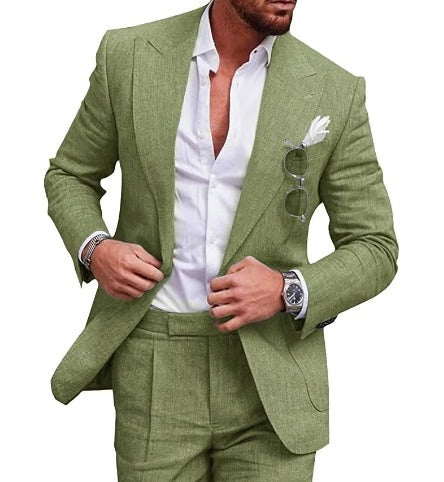 Heren Pak Slim Fit met Blazer en Broek Groen