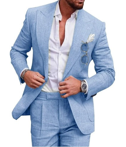 Heren Pak Slim Fit met Blazer en Broek Lichtblauw