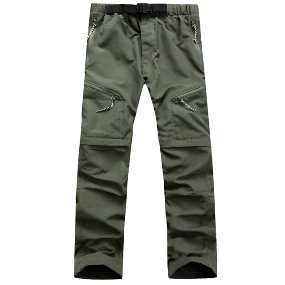 Heren Outdoorbroek met Afritsbare Benen en Rechte Pijpen Groen