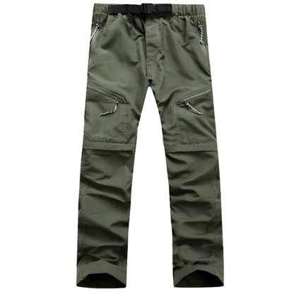 Heren Outdoorbroek met Afritsbare Benen en Rechte Pijpen Groen