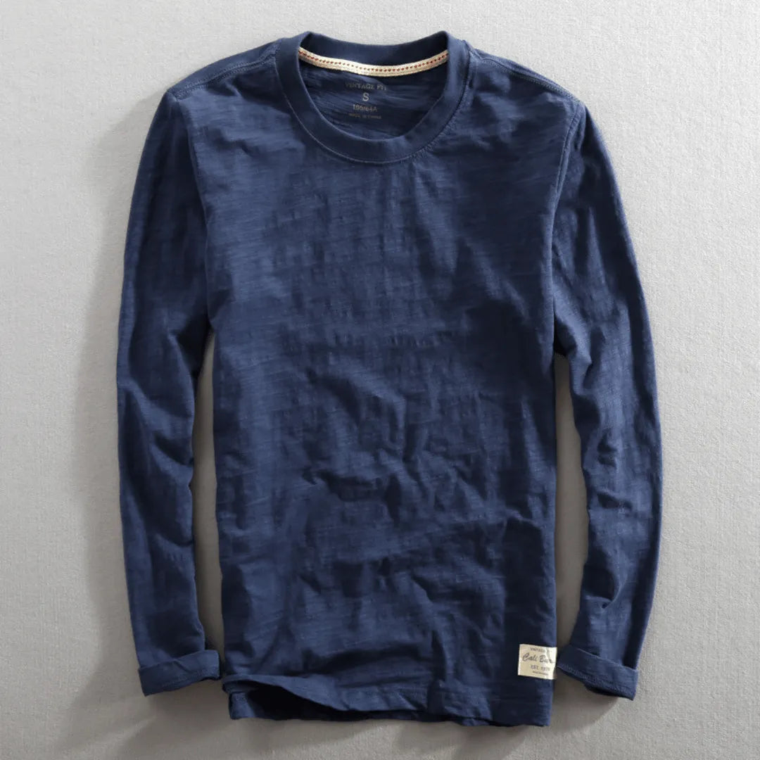 Heren Lange Mouwen Shirt Donkerblauw