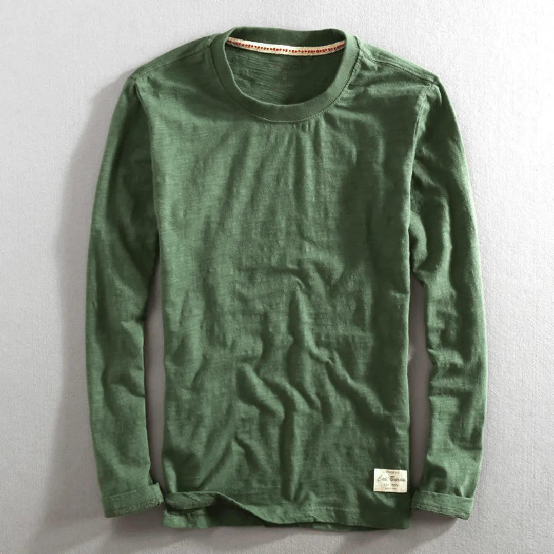 Heren Lange Mouwen Shirt Olijfgroen