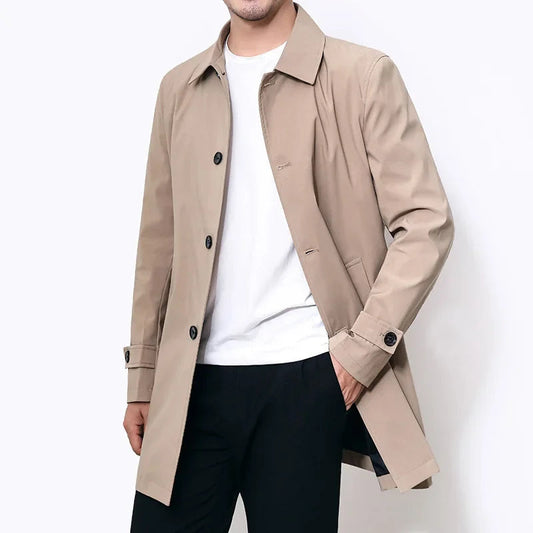 Heren Trenchcoat Overjas Klassiek Model Khaki