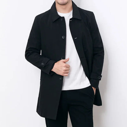 Heren Trenchcoat Overjas Klassiek Model Zwart