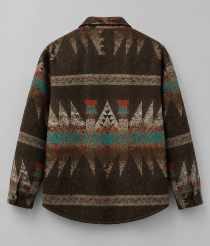 Heren Overshirt Geruit met Etnische Print