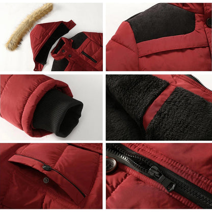 Heren Parka Winterjas met Capuchon en Bontkraag Gewatteerd