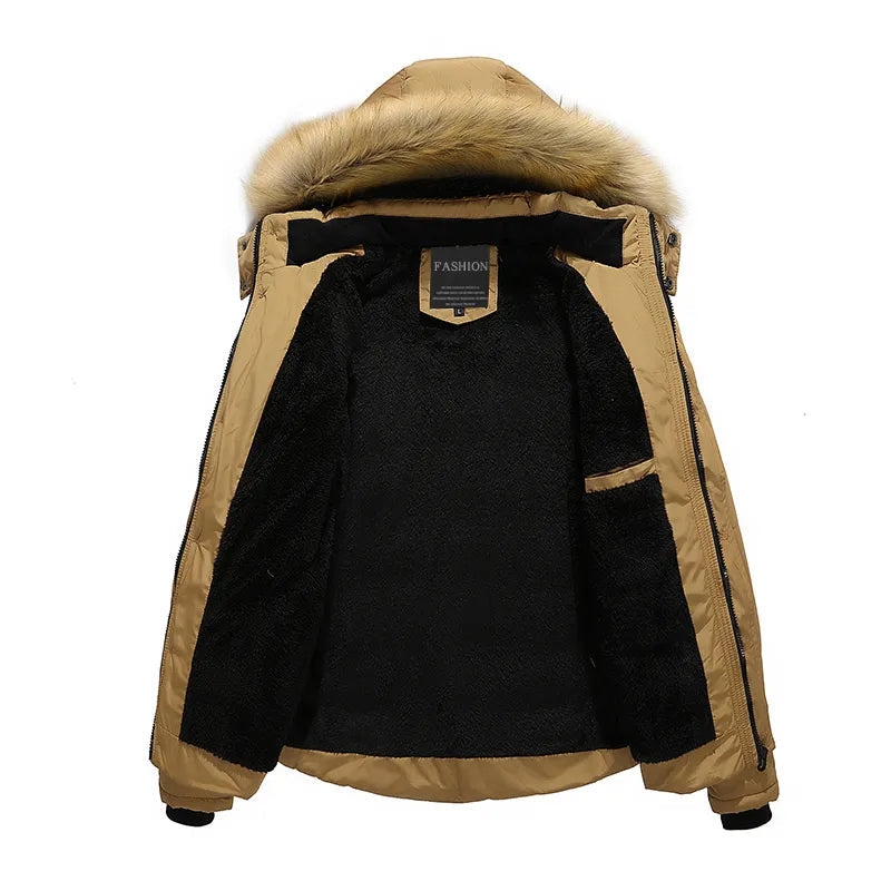 Heren Parka Winterjas met Capuchon en Bontkraag Gewatteerd