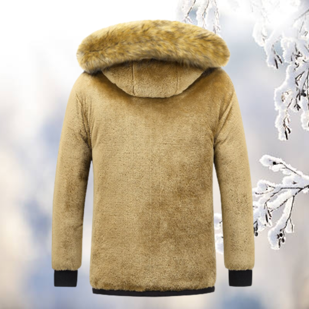 Heren Winterjas Parka met Bontgevoerde Capuchon en Fleecevoering