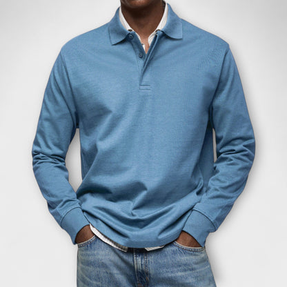 Heren Polo Shirt met Lange Mouwen Blauw