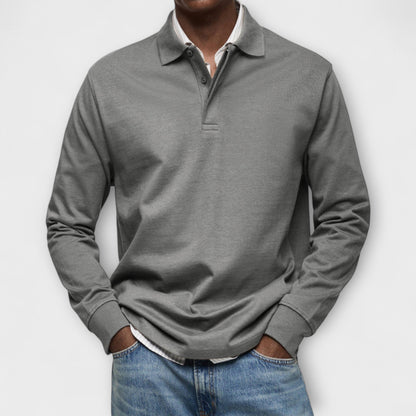 Heren Polo Shirt met Lange Mouwen Grijs