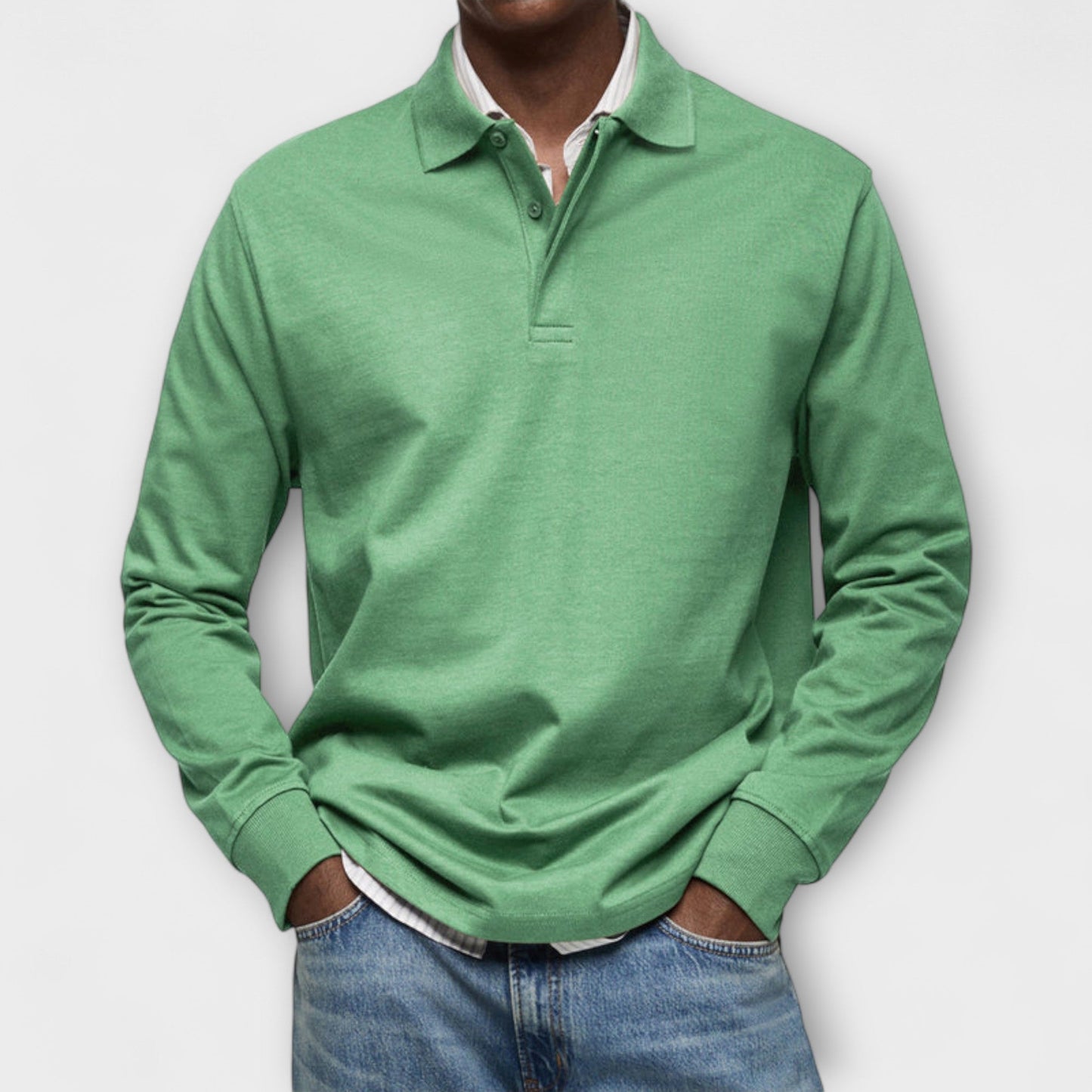 Heren Polo Shirt met Lange Mouwen Groen