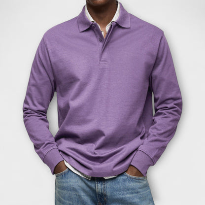 Heren Polo Shirt met Lange Mouwen Paars