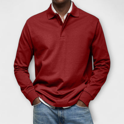 Heren Polo Shirt met Lange Mouwen Rood
