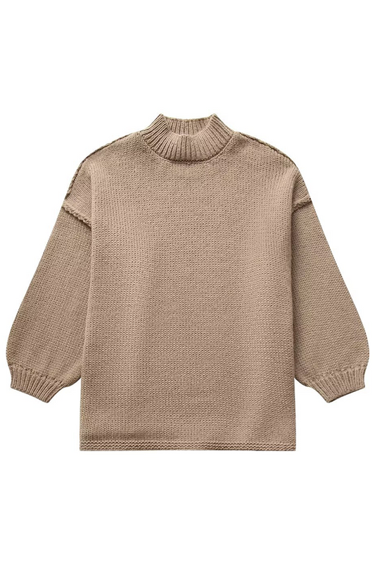 Dames Pullover met Ronde Hals en Pofmouwen