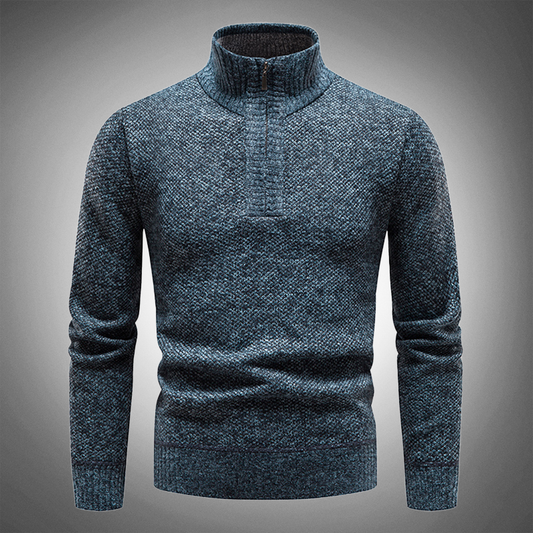 Heren Pullover met Halfhoge Kraag Blauw